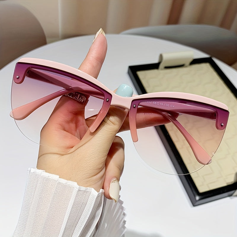 2024 Semi-Rimless Plastic Eyeglasses Big Frame Vintage Net Red Circle Unisex