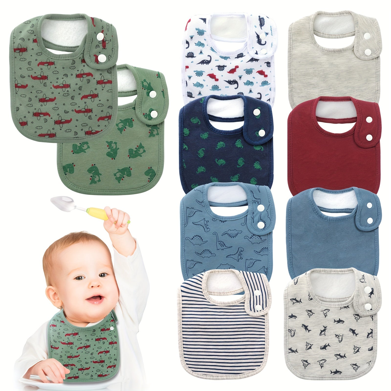 Set of 5 Soft Absorbent Baby Bibs for Drooling, 0-36 Months, Gift Set