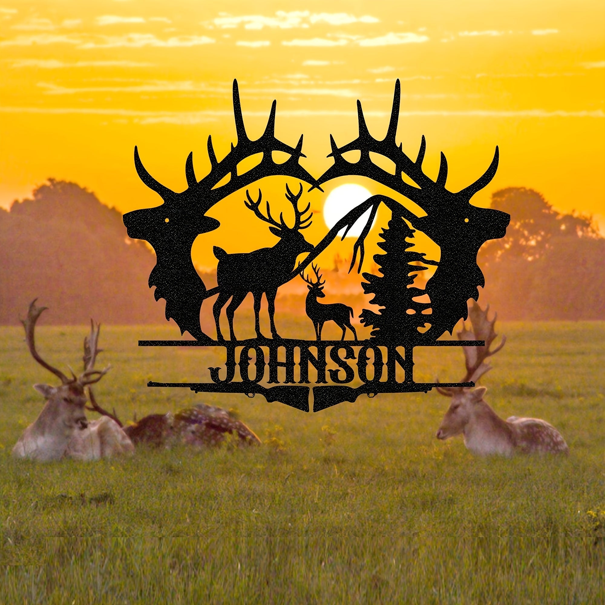 Personalized Elk Metal Wall Art Reusable Sign for Home Garden Decor