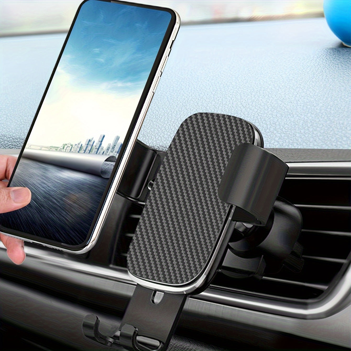 Car Air Outlet Mobile Phone Holder Carbon Fiber Panel Durable Stable