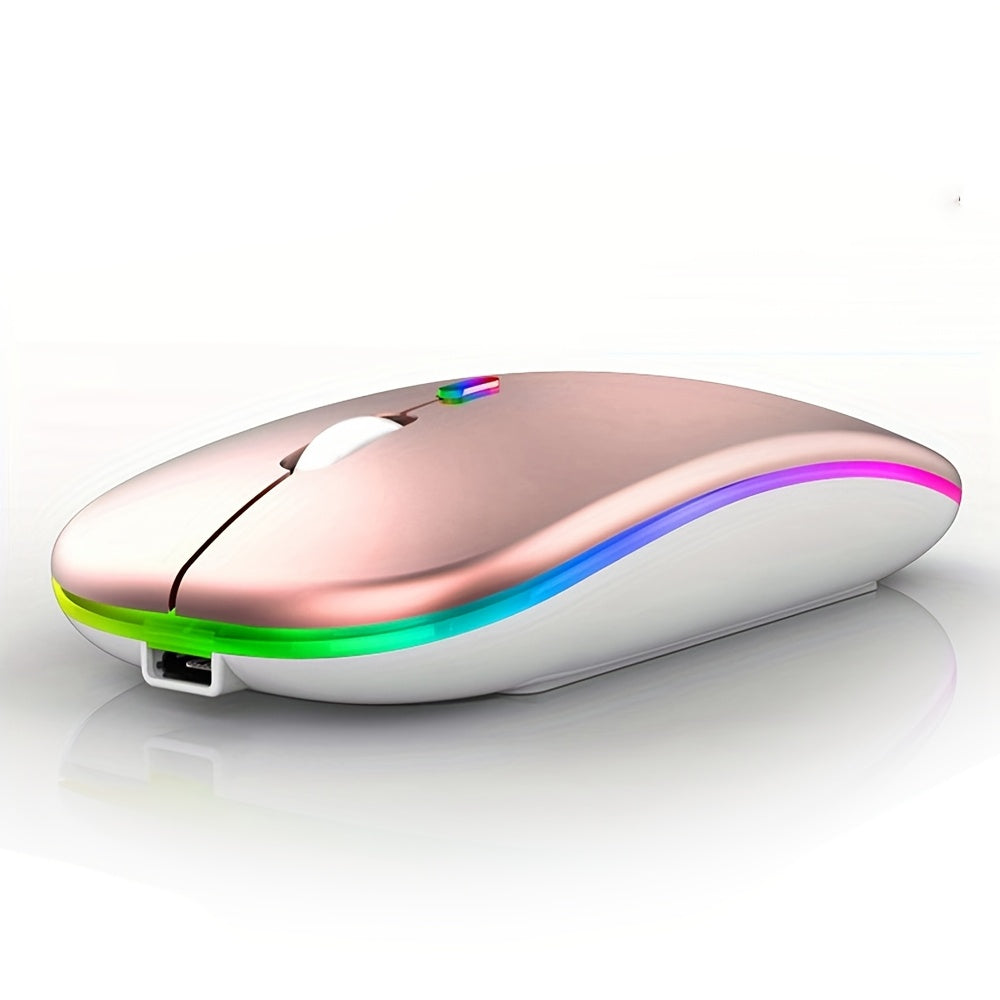 Wireless Rechargeable LED Mouse with Dual Mode, Silent, Ergonomic, for Laptop Desktop Tablet