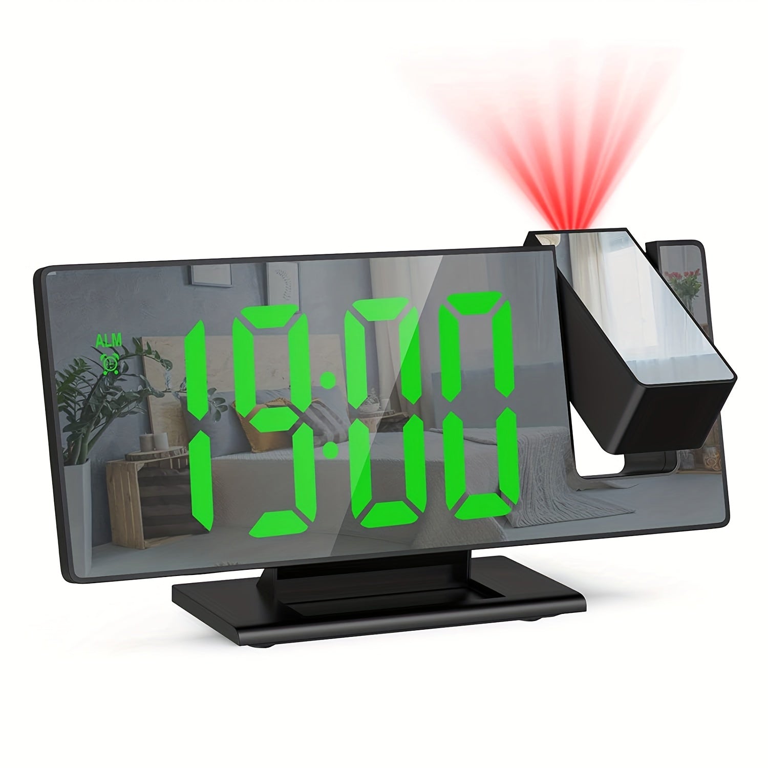 Uy dekoratsiyasi uchun USB quvvatli va katta displeyli qora proektsion soat