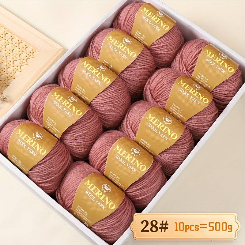 10 JIUWEIDIAOWANG Merino jun to'plari, har biri 500g, 212 O'rtacha og'irlik, Qo'l bilan bo'yalgan DIY material to'qimachilik uchun - Ko'p rangli gradient, Qalin va nozik aralashma, Kamel jun, Kuz Qish.