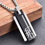 Casual Style Alpaca Stainless Steel Square Pendant Necklace for Men