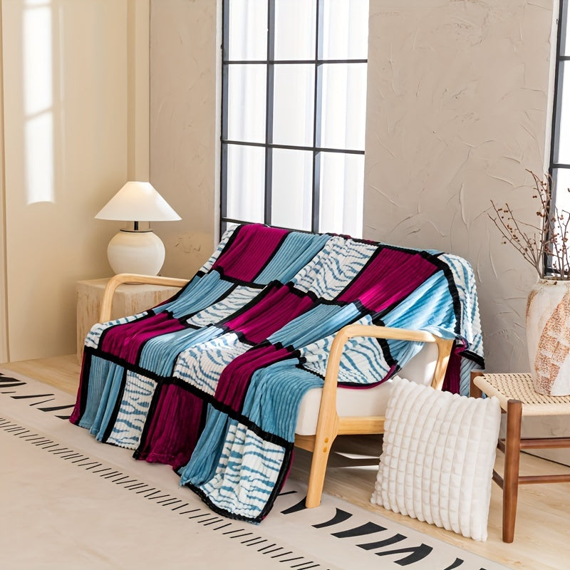 Yengil Flanel yostiqchasi geometrik patchwork, allergenlarga chidamli, uy, ofis, sayohat uchun