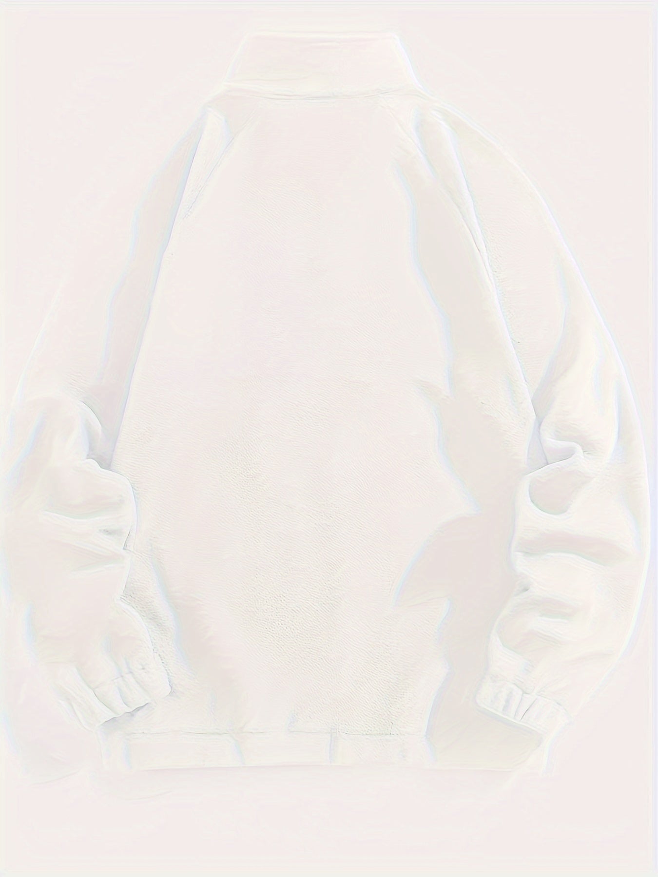 Men's Black Polyester Casual Zip-Up Jacket with Stand Collar and Elastic Cuffs