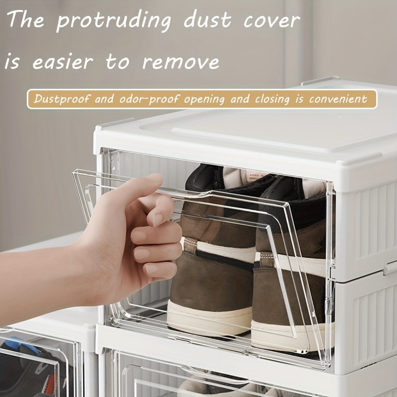 Folding Shoe Storage Box Breathable Plastic Dustproof Space-Saving Large Capacity
