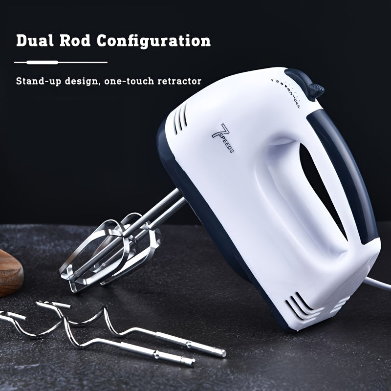 High-Power Stainless Steel Handheld Electric Egg Beater with Retractable Whisks for Baking and Mixing