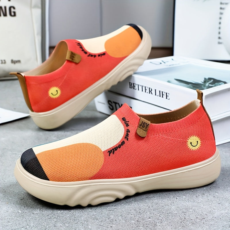 Women's Casual Fabric Slip-On Sneakers Breathable Soft-Soled Colorful Designs