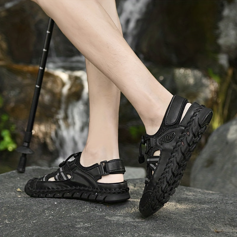 Men's Mesh Sandals with Adjustable Drawstring for Outdoor Casual Walking