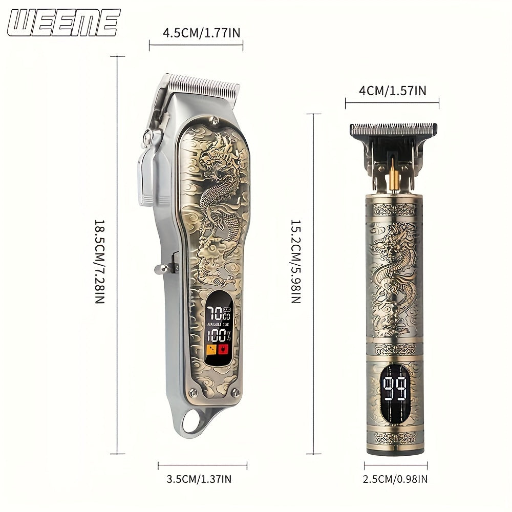 Men's Grooming Kit with Hair Clipper Trimmer Set T-Blade Beard Shaper USB Rechargeable 2400mAh