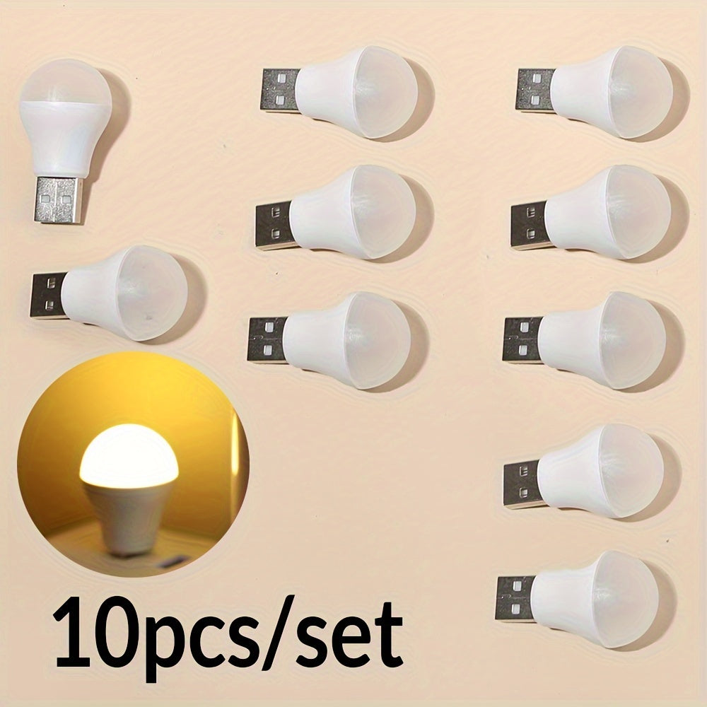 Mini USB Night Light Set of 2 3 5 or 10 White Warm Light Portable Reading Lamp