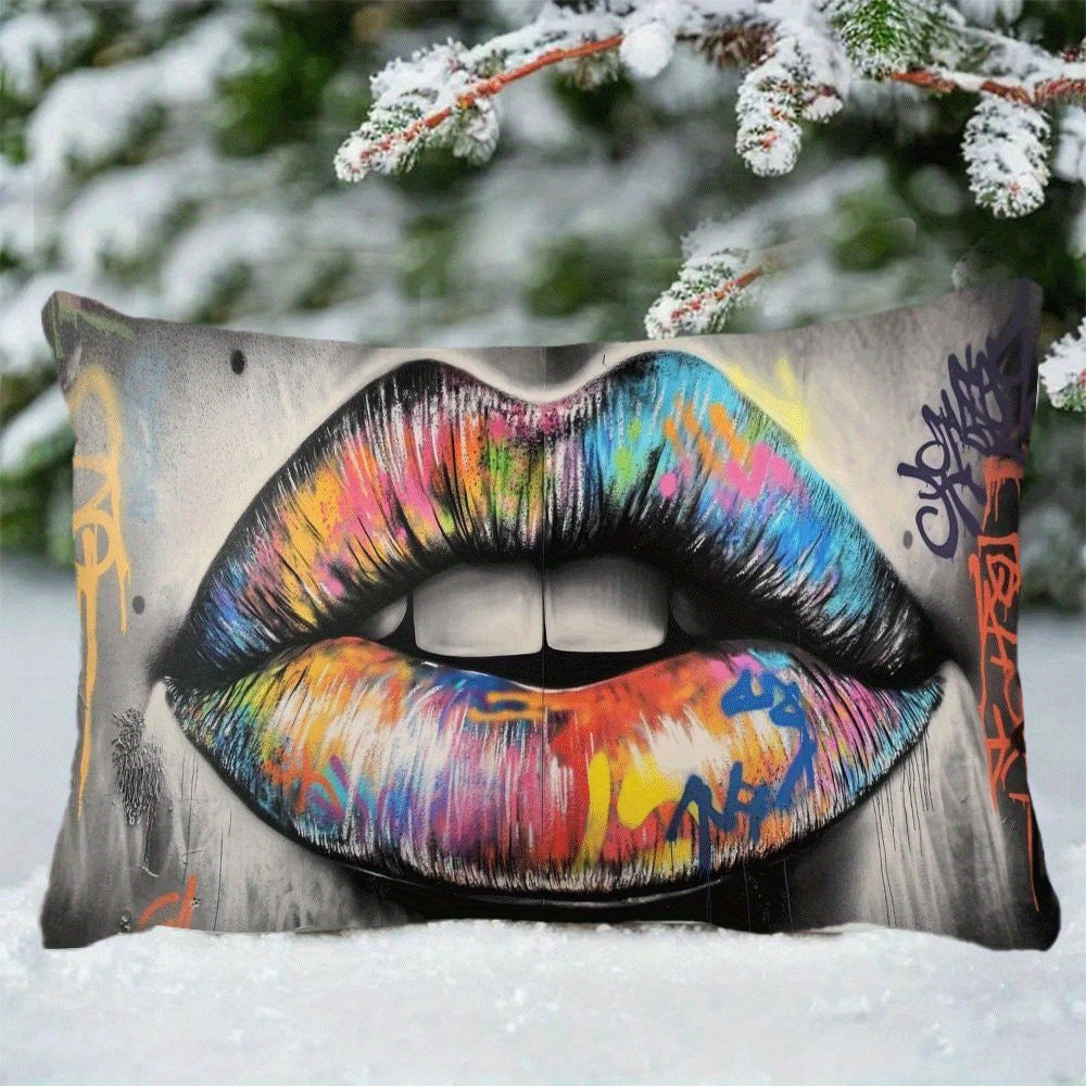 Abstract Graffiti Lips Pillow Cover 50.8x30.48 cm Decorative Throw Pillowcase Zipper Washable