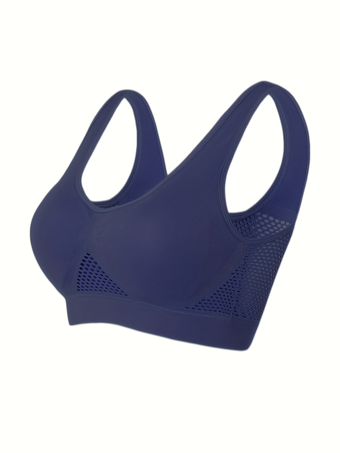 Women's Plus Size Breathable Mesh Seamless Wireless Sports Bra for Yoga and Fitness