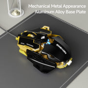 Ratón mecánico de juego metálico con 8 teclas macro y longitud ajustable de la cola