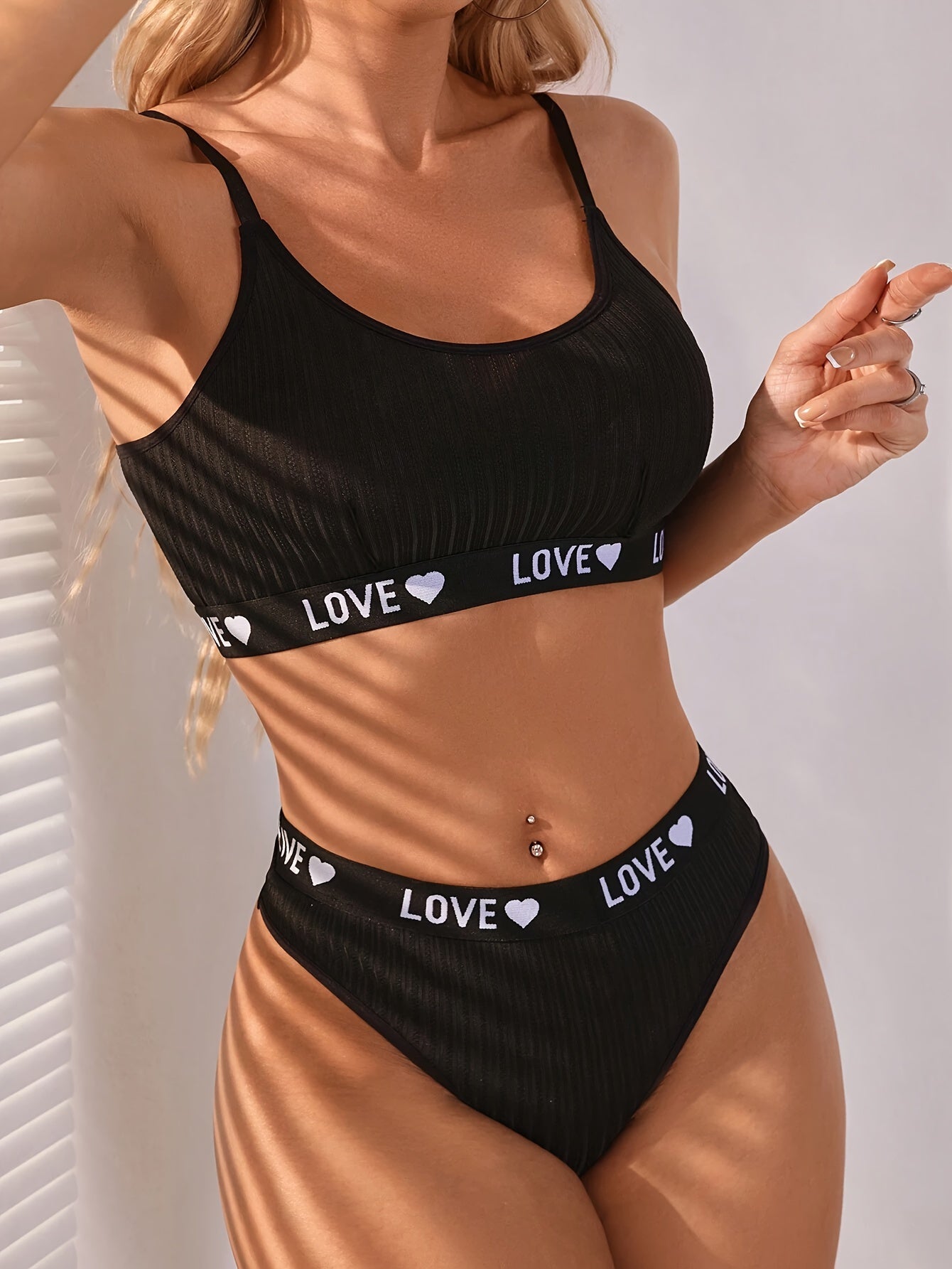 Women's Athletic Lingerie Set Camisole Bra and Panties with Letter Print