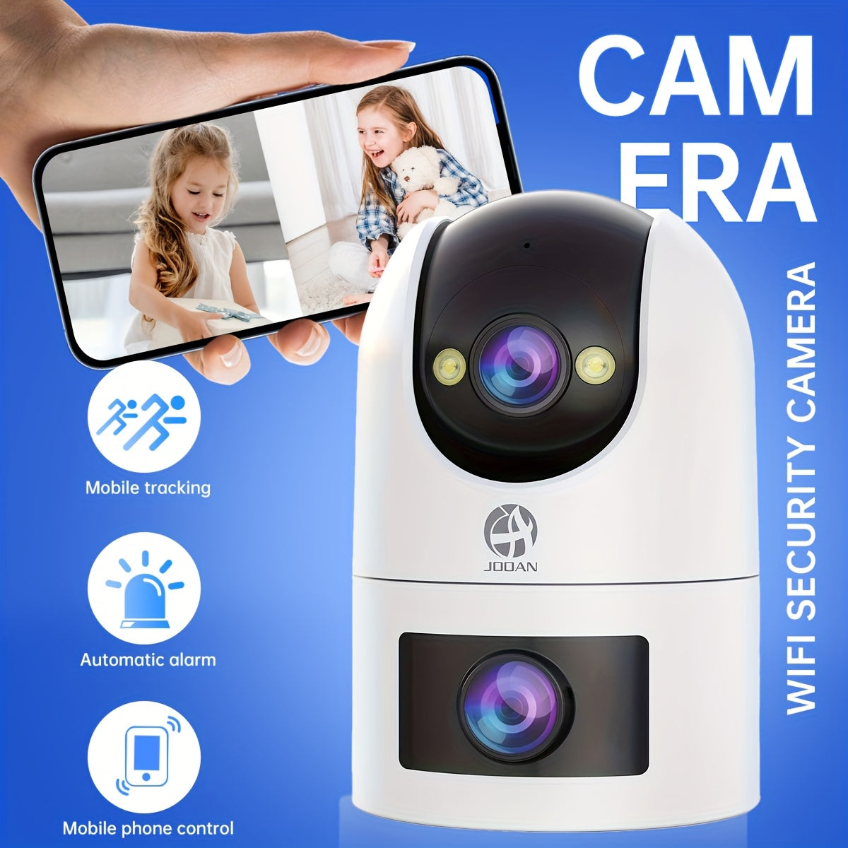 Ikki bantli 5G/2.4GHz ichki xavfsizlik kamerası, harakatni kuzatish, kechqurun ko‘rish va ikki tomonlama audio bilan