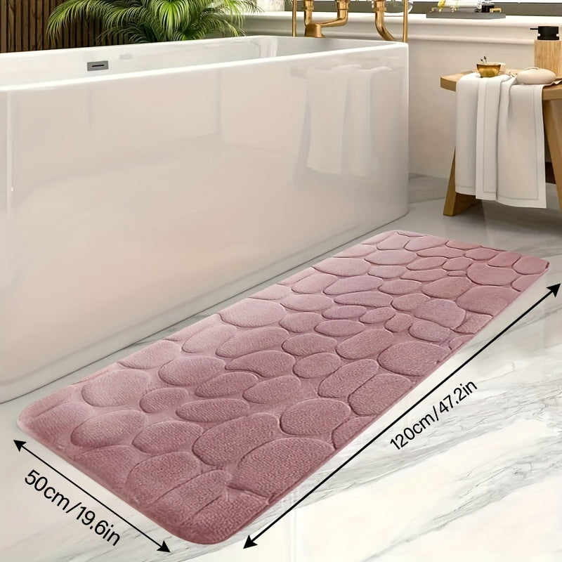 Alfombra de baño de espuma viscoelástica con relieve de piedra, antideslizante, suave, absorbente y lavable