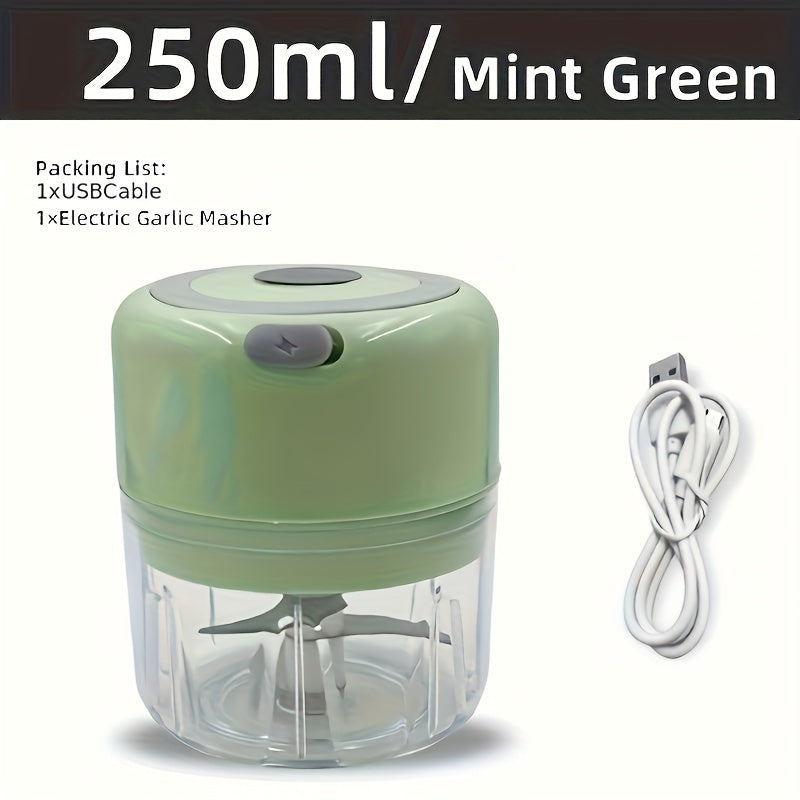 USB Rechargeable Garlic Mixer 250ml Small Automatic Kitchen Tool in Multiple Colors