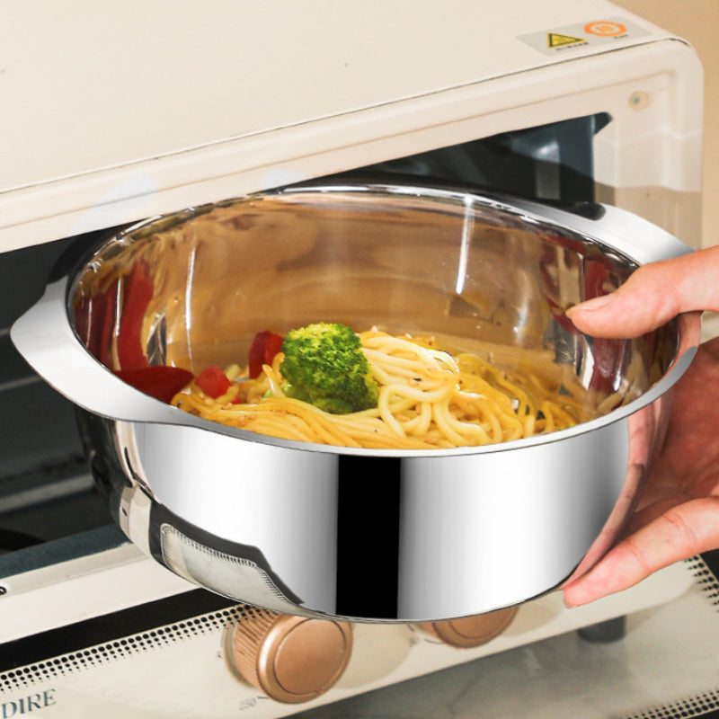 Набор из 8 кастрюль из нержавеющей стали с крышками, безопасных для микроволновки и плиты