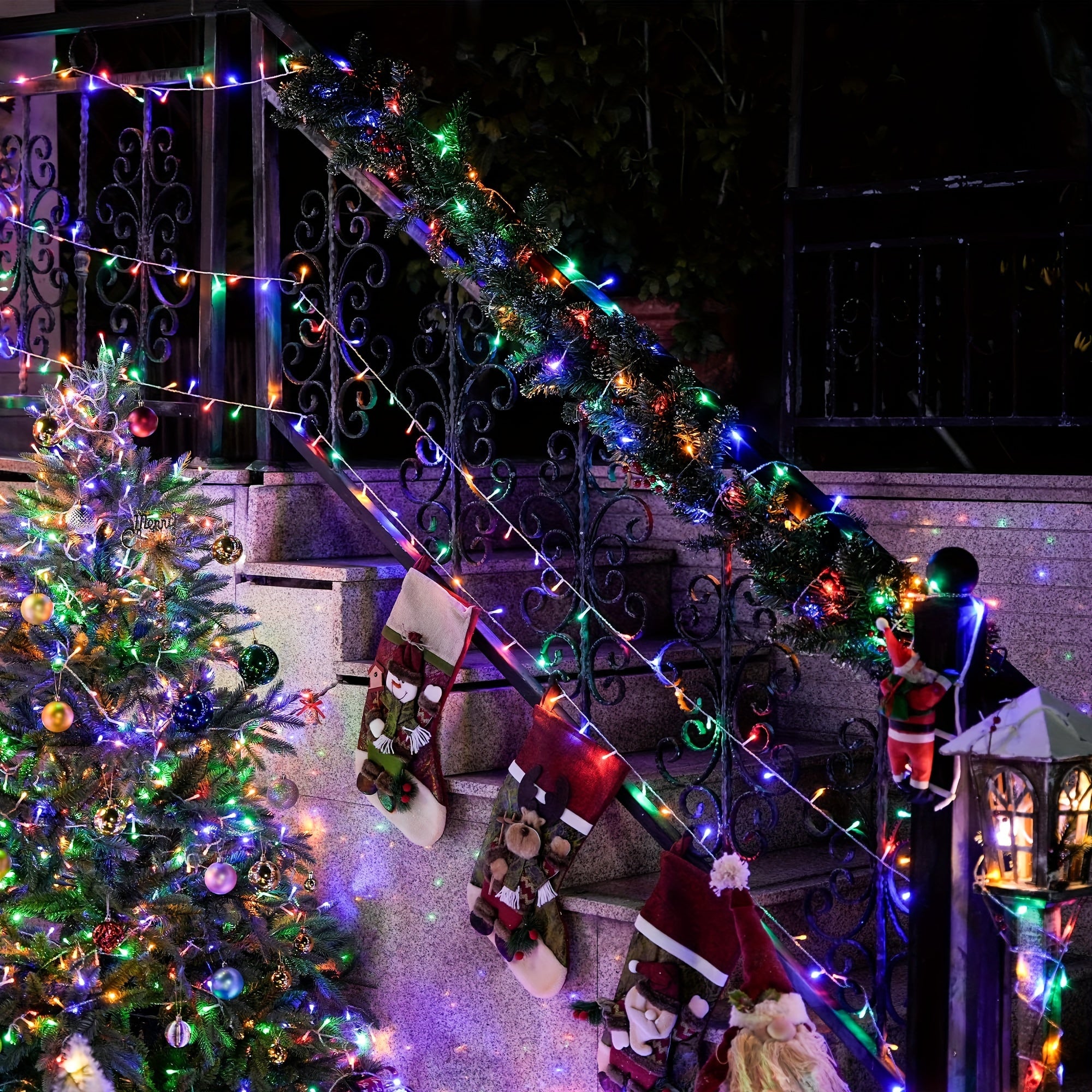 Rojdestvo uchun peri uslubidagi LED ip chiroqlari: 300/200/100 LED, 8 rejim, vaqtni eslab qolish, ichki va tashqi foydalanish, iliq oq, daraxt va bayram bezaklari uchun ideal.