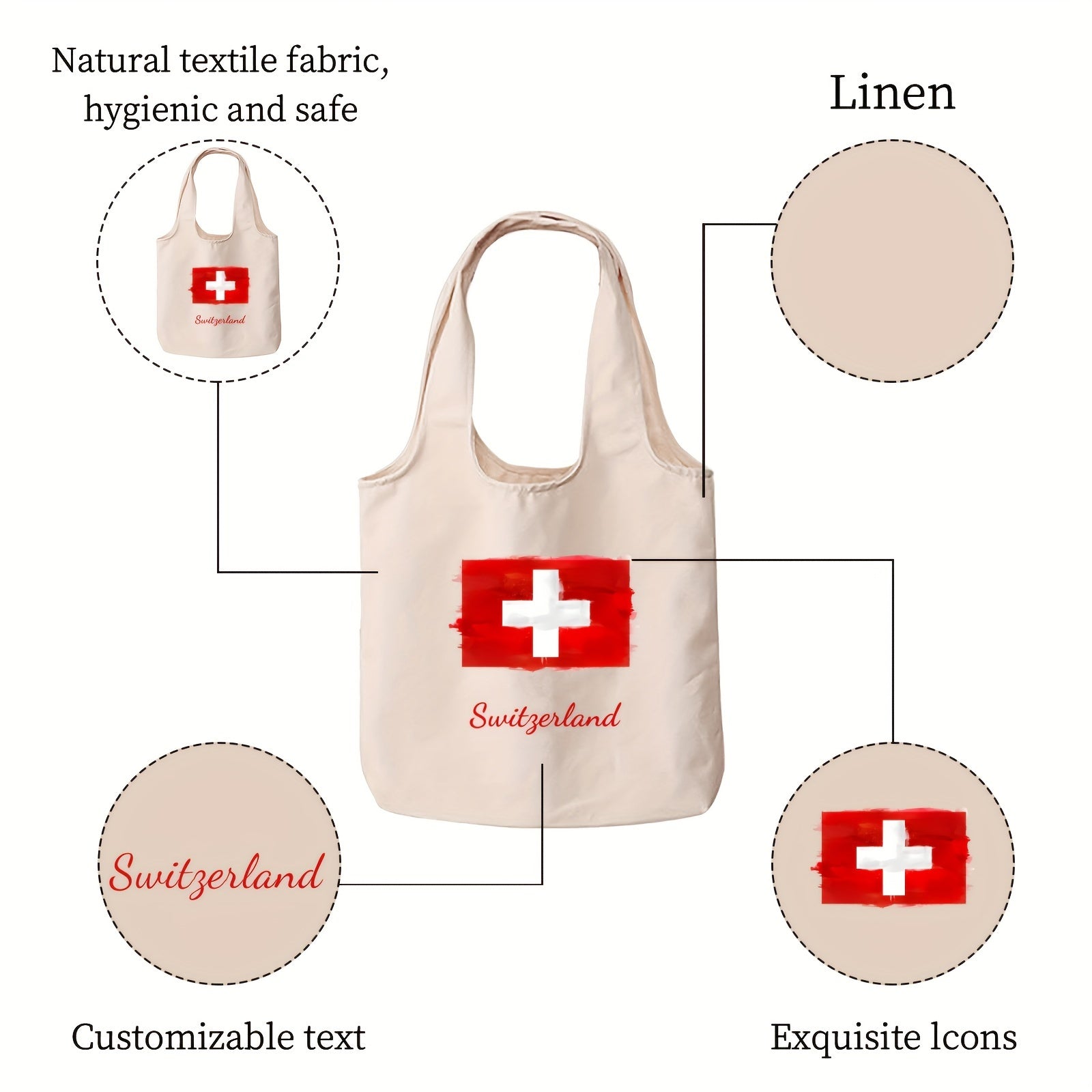 Durable Canvas Tote Bag with Double-Sided Print for Daily Use