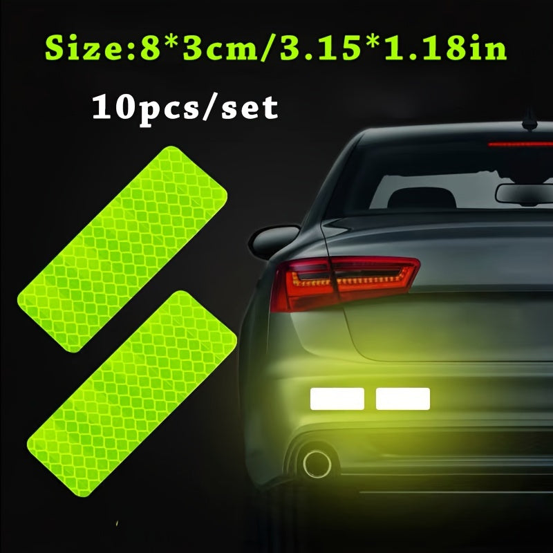 12 Pcs Reflective Safety Strips Green Waterproof High Visibility for Cars Bikes