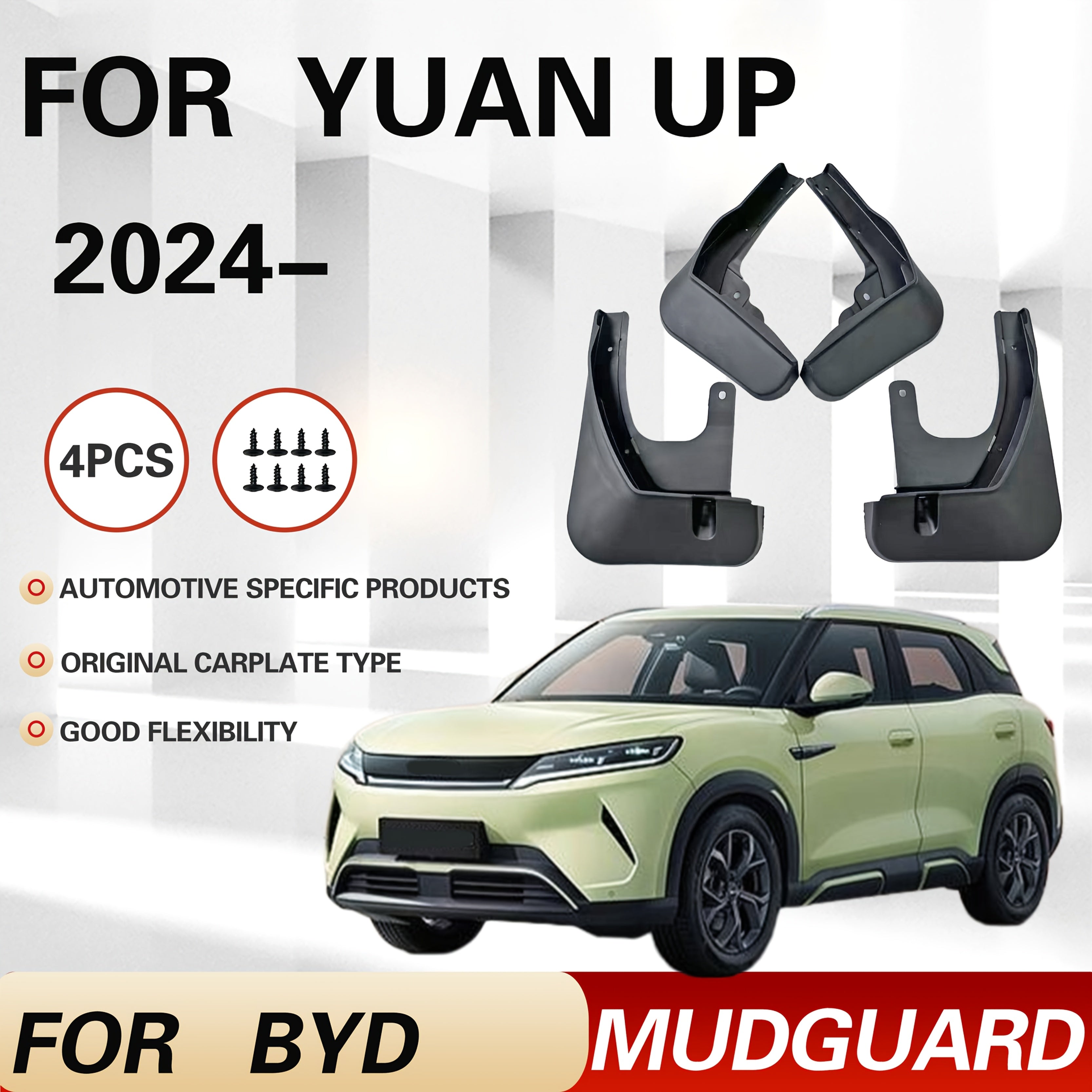 Guardabarros de plástico negro de 4 piezas con luces de señal de giro para parachoques trasero de coche