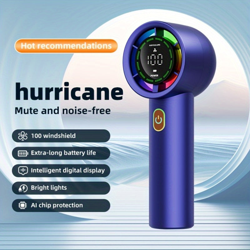 Portable Rechargeable Fan with 3000mAh Battery Adjustable Speeds Ultra-Quiet LED Display for On-the-Go Cooling