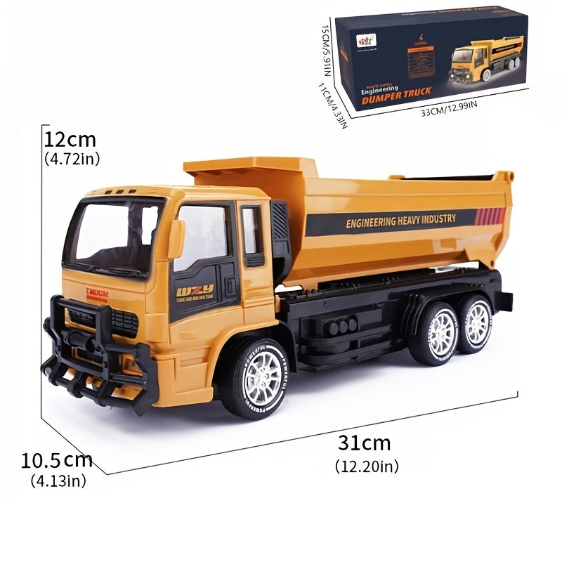 Kids RC Dump Truck Toy Car 2.4GHz Remote Control Light Sound Rechargeable Plastic Yellow