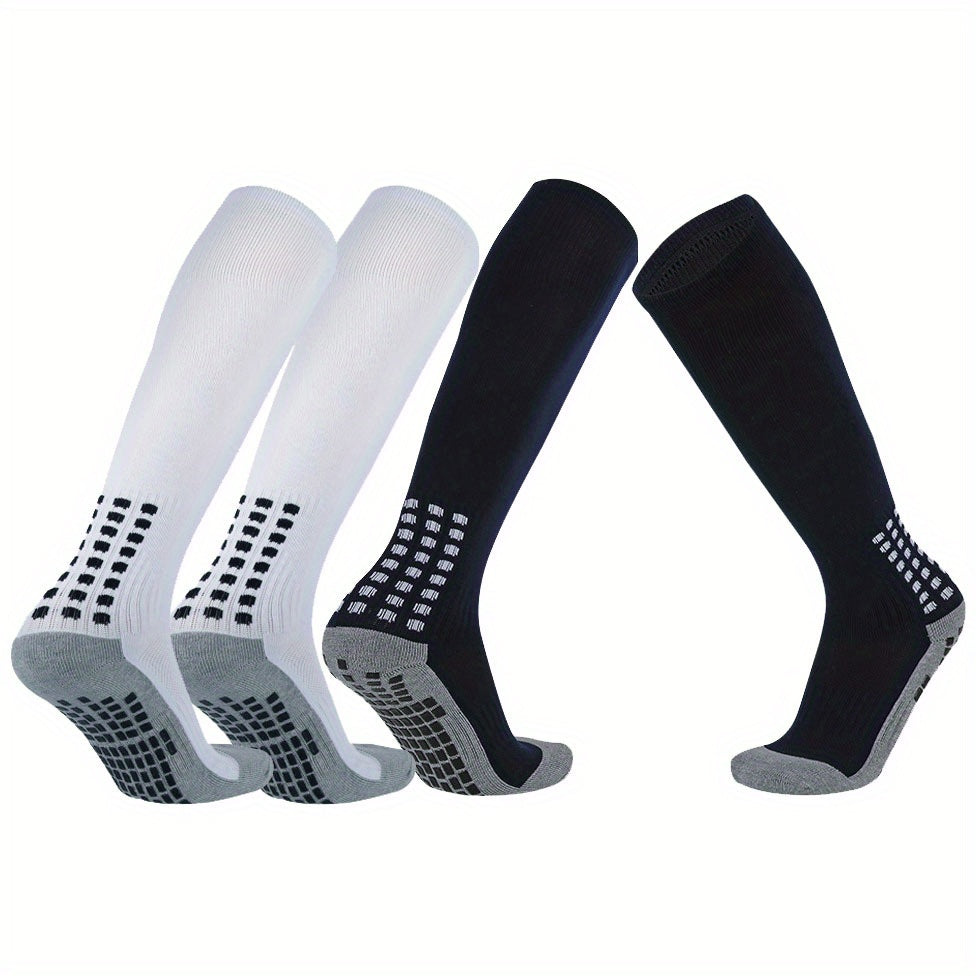 Men's Knee High Football Soccer Socks Solid Color Knit Polyester Spandex 1/2 Pairs