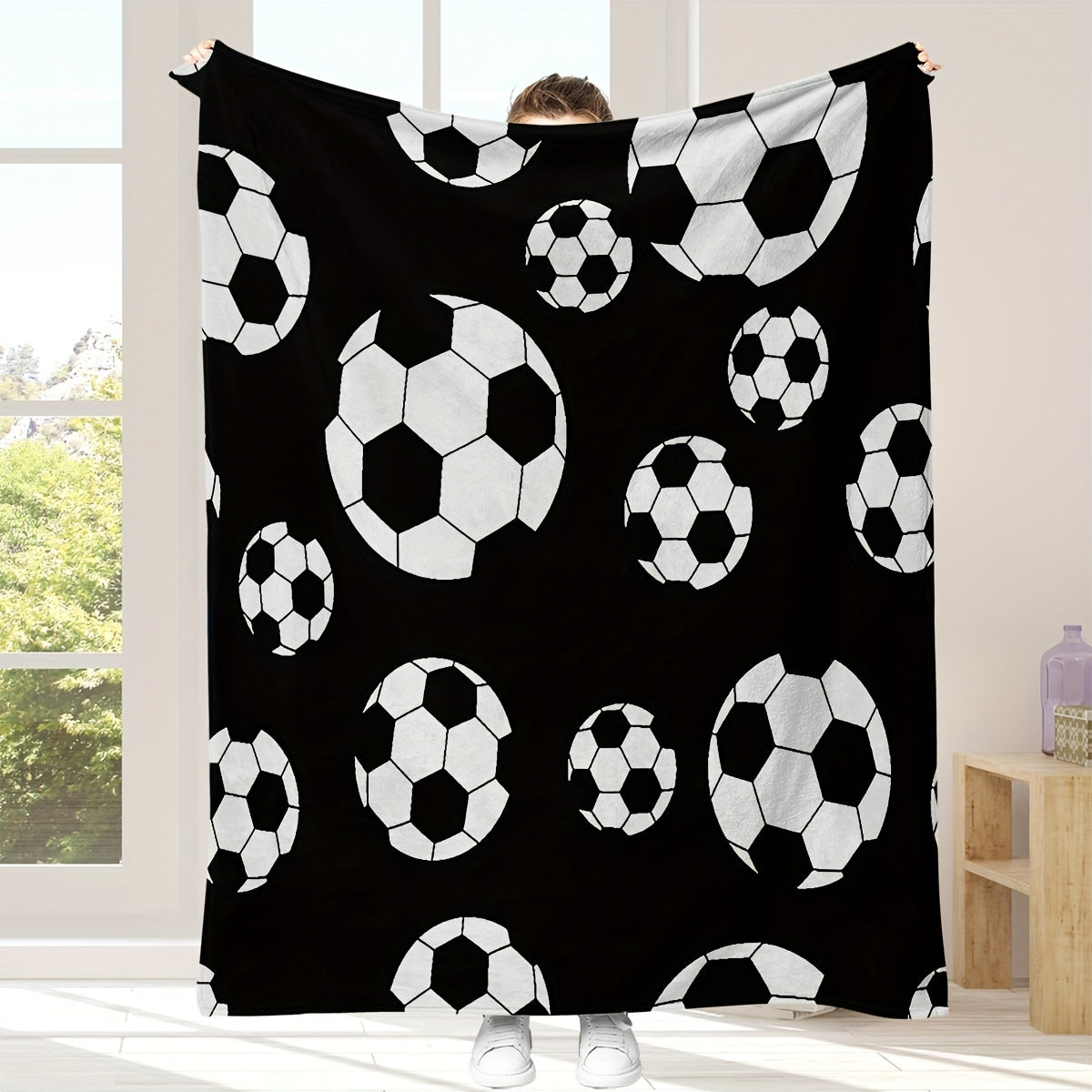 Manta de fútbol suave y cálida con estampado para sofá, cama, camping y viajes