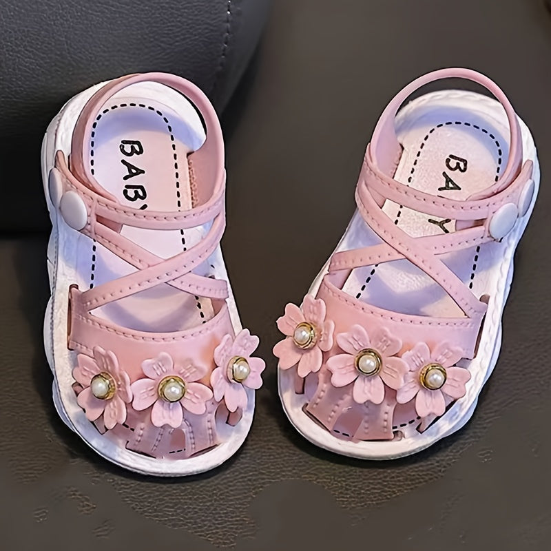 Girls Summer PVC Sandals with Anti-Slip Soft Sole Adjustable Buckle Toddler Infant