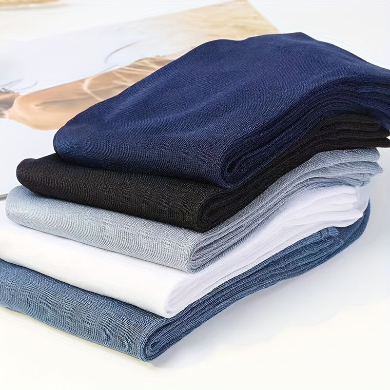 Set of 8 Men's Breathable Odor-Resistant Steel Fiber Summer Socks Mid-Tube Business