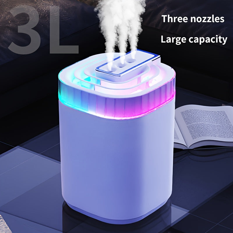 Large 3L Desktop Humidifier with Nightlight and Atomization for Rooms Over 45㎡