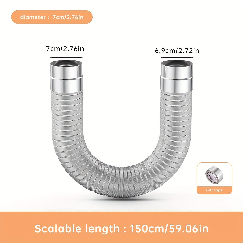 Aluminum Fireplace Chimney Pipe 149.86cm Flexible Ventilation Duct for Stove and Tent