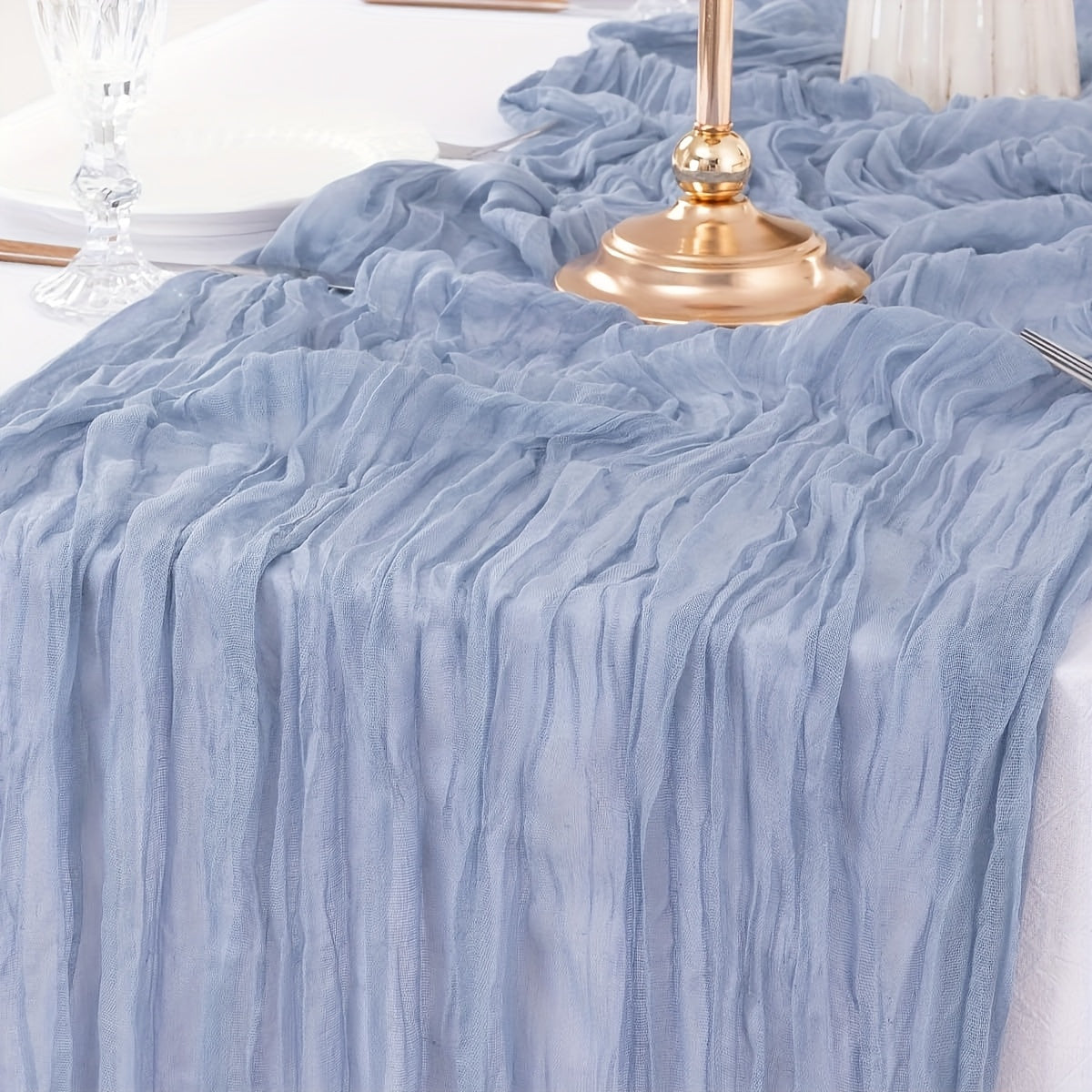 Rustic Polyester Cheese Cloth Table Runner for Outdoor Events and Celebrations