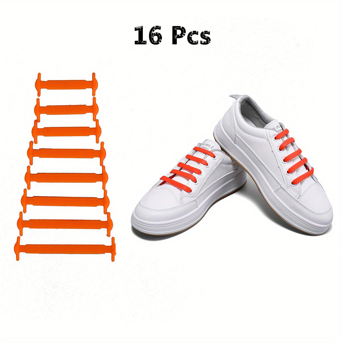 16pcs Unisex Flat Elastic Shoelaces Casual Sneakers Easy Adjustable