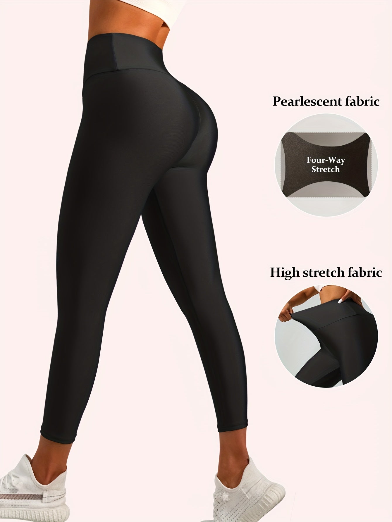 High Waist Shaping Leggings for Women Breathable Tummy Control Butt Lift Solid Color Knit Fabric