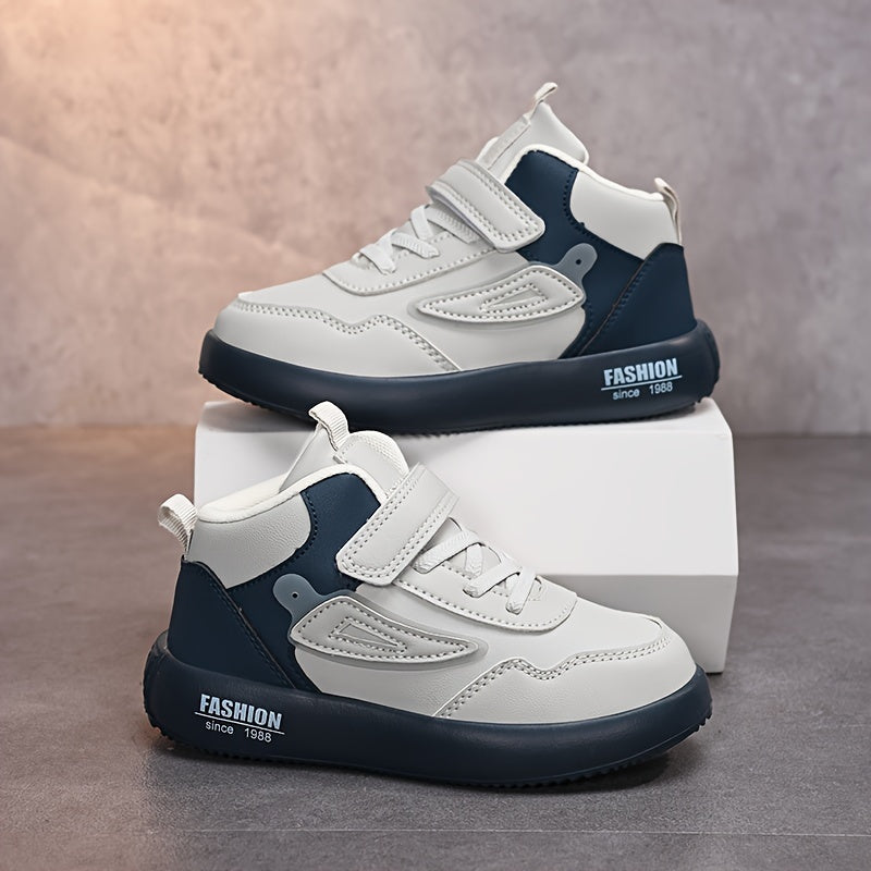 Kids Waterproof Mid-Top Sneakers for Sports Casual Wear EVA Sole Black and White