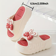 Women's Summer Non-Slip EVA Slides with Bow Heart Design and Thick Sole