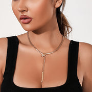 Vintage-Inspired Snake Pendant Necklace with Tassel Detail Alloy Clavicle Chain for Parties and Gifts