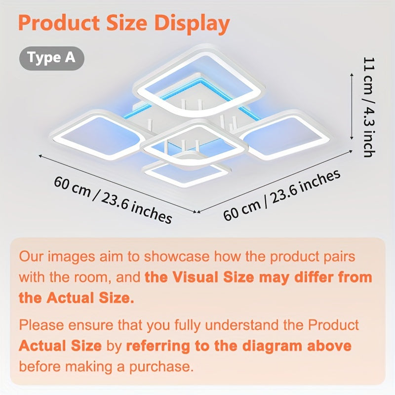 Luz de techo LED inteligente regulable con control remoto para dormitorio y sala de estar
