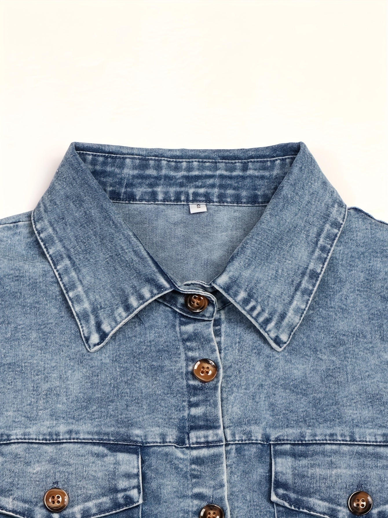 Plus Size Women's Denim Midi Dress Casual Button Front Pockets Short Sleeve