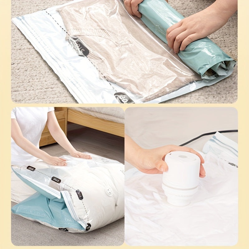 1 dona Katta Hajmli Vakuum Siqish Saqlash Sumkasi, Mustahkam Rang, PA Material, Nilon, Zamonaviy, Umumiy O'lcham, Sayohat Uchun Qulay, To'liq Suv O'tkazmaydigan, Hasharot va Changga Qarshi, Nasos Talab Qilmaydi