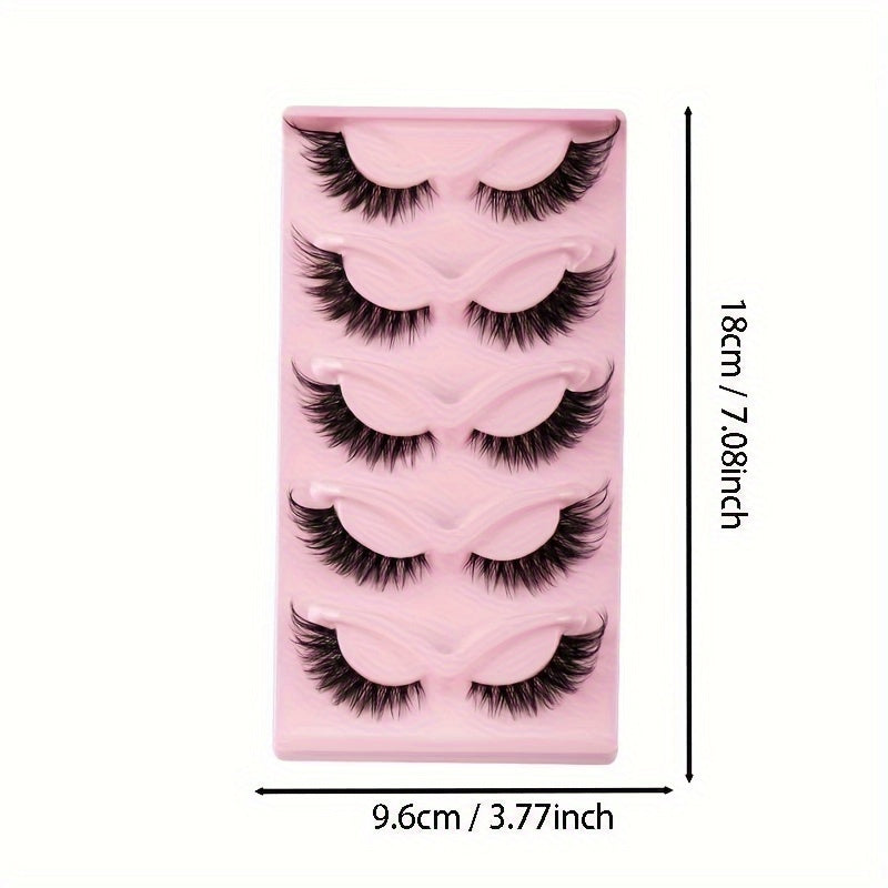 Women Luxurious Cat Eye False Eyelashes 5 Pairs Multi-layered Reusable Dense