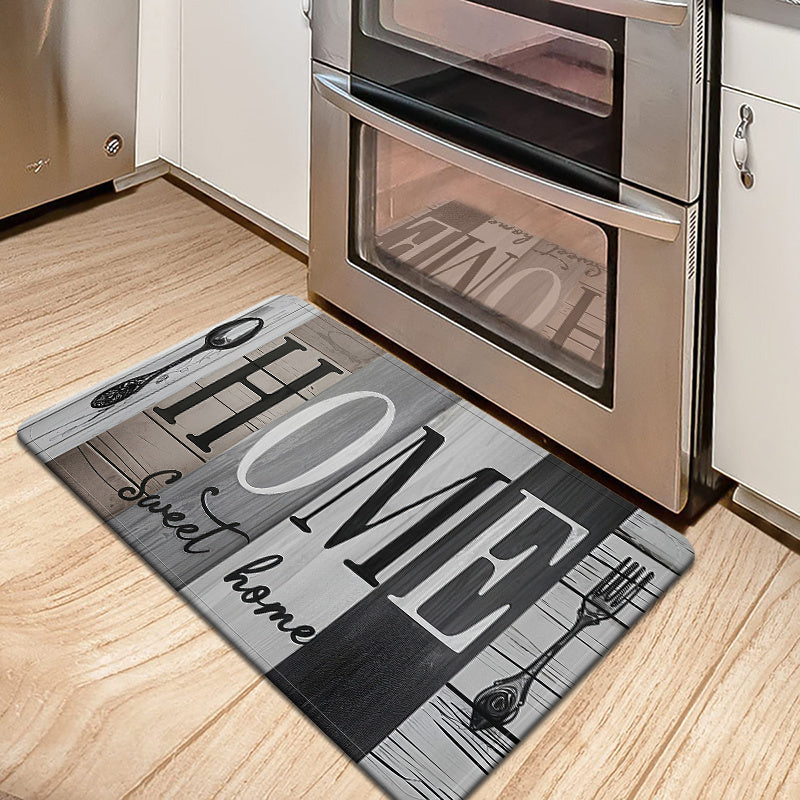 Cozy Patchwork Plank Kitchen Mat Non-Slip Easy-Clean Polyester Rug for Living Room Bedroom Dining