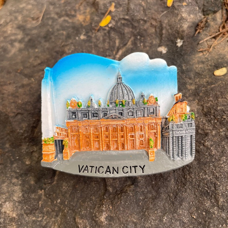 Handmade 3D Resin Magnet with Vatican City Architecture Hexagon Decor Gift