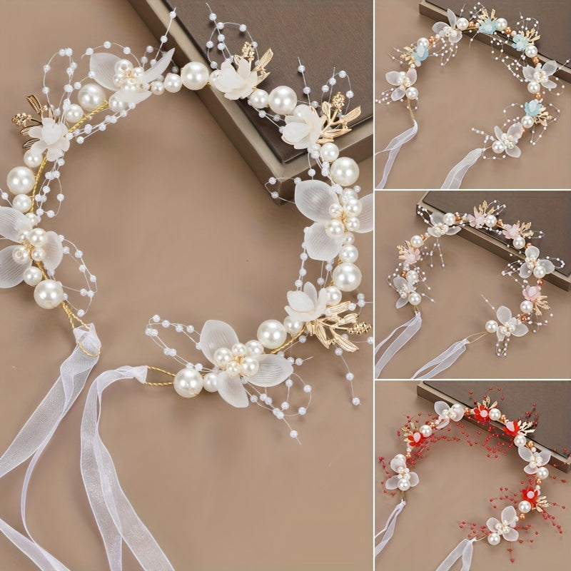 Bridal Headband with Faux Pearls and Beads for Weddings and Parties