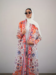 Plus Size Women's Abaya Kaftan Floral Print Loose Dress Breathable Ruching